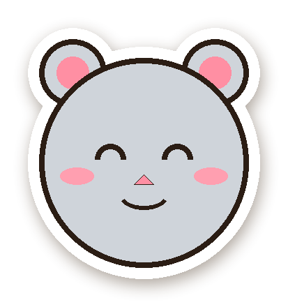 สติ๊กเกอร์ไดคัท สติ๊กเกอร์หมีน้อยสีเทา (ยิ้มหวาน) กันน้ำ ตัดตามลาย