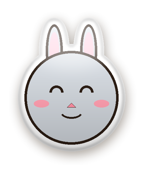 สติ๊กเกอร์ไดคัท สติ๊กเกอร์กระต่ายน้อย 3D สีเทา (ยิ้มหวาน) กันน้ำ ตัดตามลาย