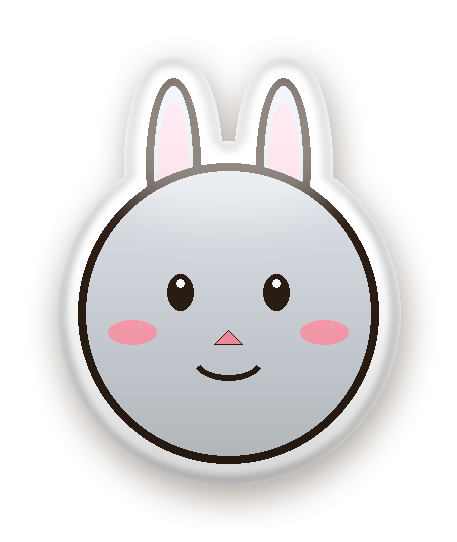 สติ๊กเกอร์ไดคัท สติ๊กเกอร์กระต่ายน้อย 3D สีเทา (ยิ้ม) กันน้ำ ตัดตามลาย