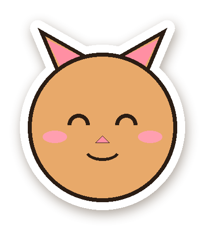 สติ๊กเกอร์ไดคัท สติ๊กเกอร์แมวน้อยสีน้ำตาล (ยิ้มหวาน) กันน้ำ ตัดตามลาย