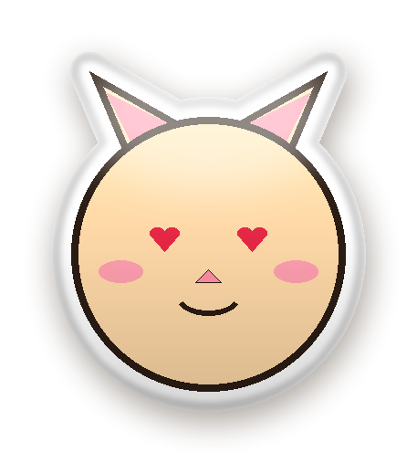 สติ๊กเกอร์ไดคัท สติ๊กเกอร์แมวน้อย 3D สีครีม (ตาหัวใจ) กันน้ำ ตัดตามลาย