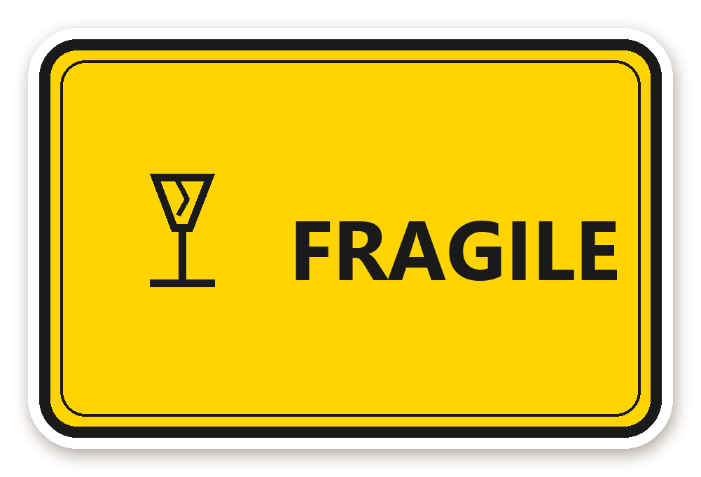 สติ๊กเกอร์ สติ๊กเกอร์พัสดุ FRAGILE (hazard)
