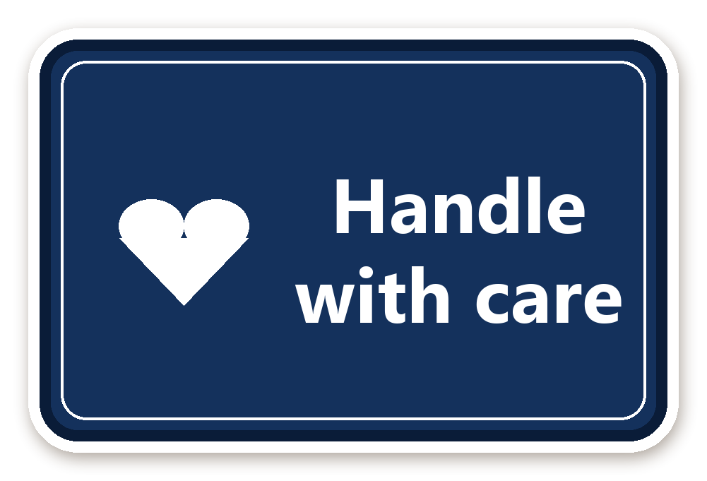สติ๊กเกอร์ไดคัท สติ๊กเกอร์พัสดุ Handle with care (navy) กันน้ำ ตัดตามลาย