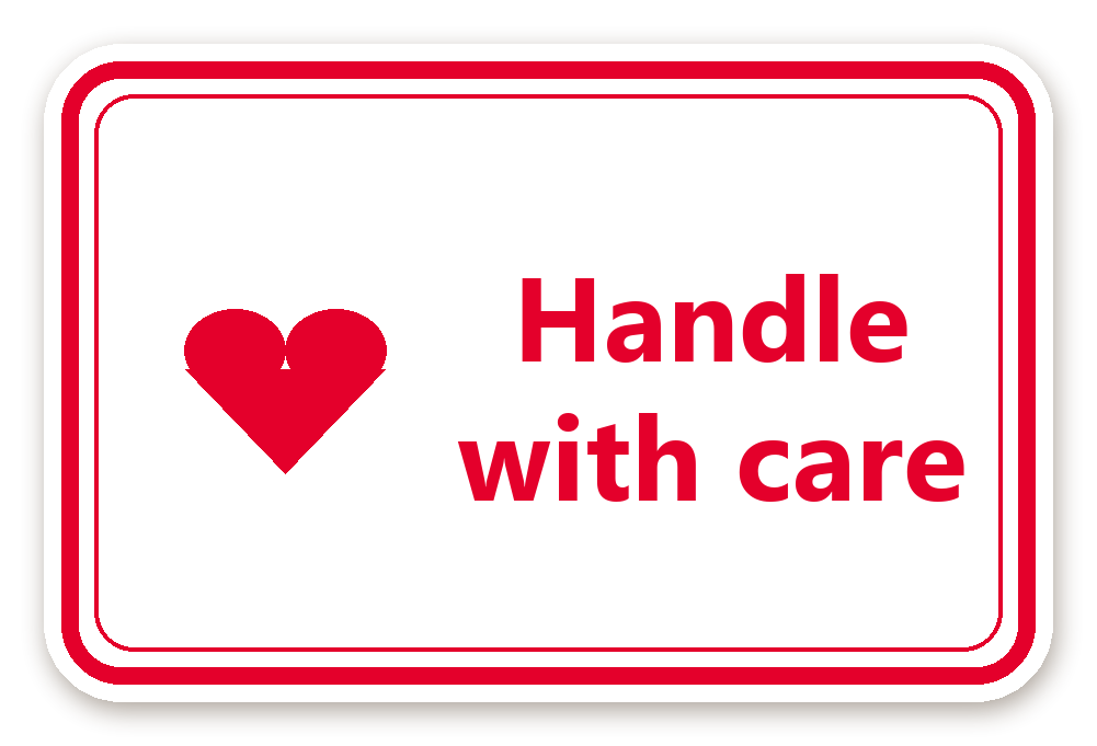 สติ๊กเกอร์ไดคัท สติ๊กเกอร์พัสดุ Handle with care (wred) กันน้ำ ตัดตามลาย