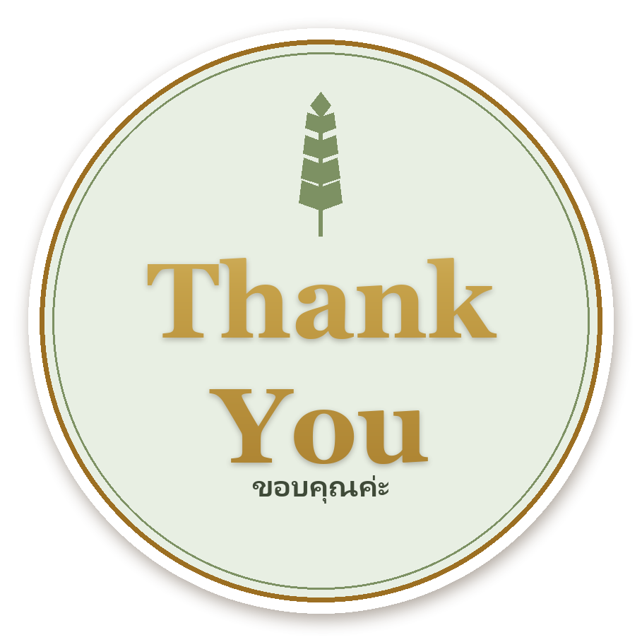 สติ๊กเกอร์ไดคัท สติ๊กเกอร์ขอบคุณพรีเมียม Thank You (sage·วงกลม) กันน้ำ ตัดตามลาย