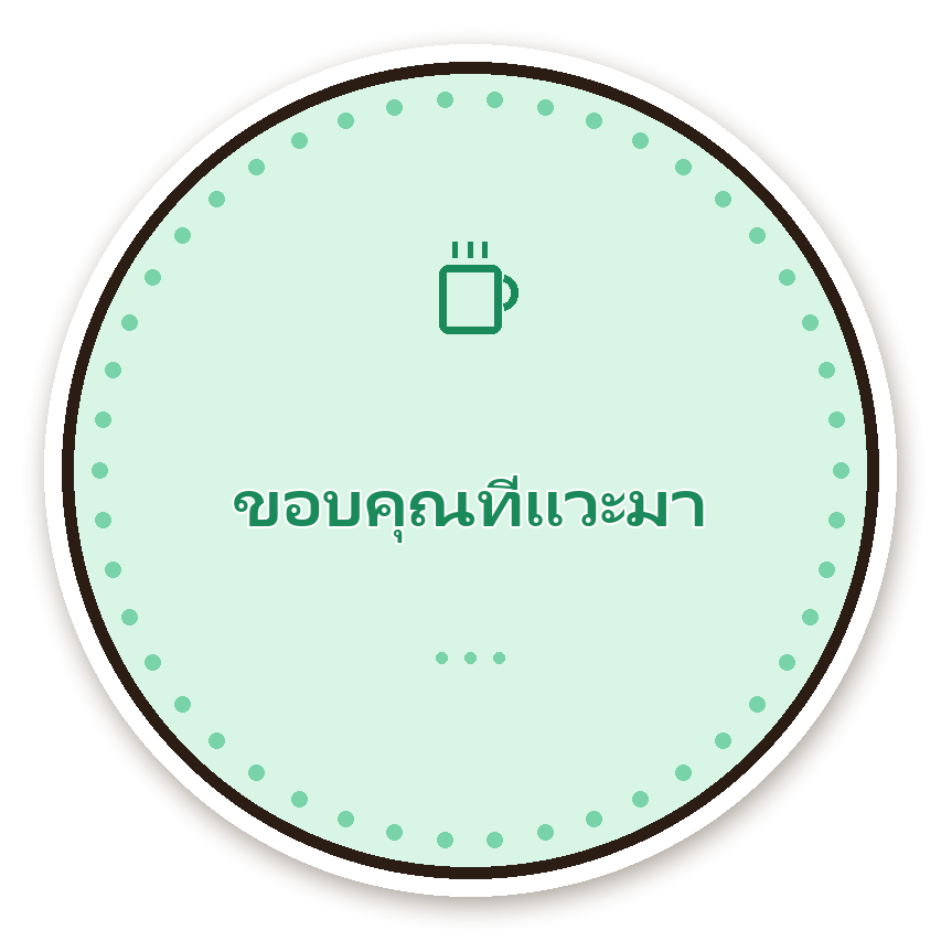 สติ๊กเกอร์ไดคัท สติ๊กเกอร์ขอบคุณ ขอบคุณที่แวะมา (mint) กันน้ำ ตัดตามลาย