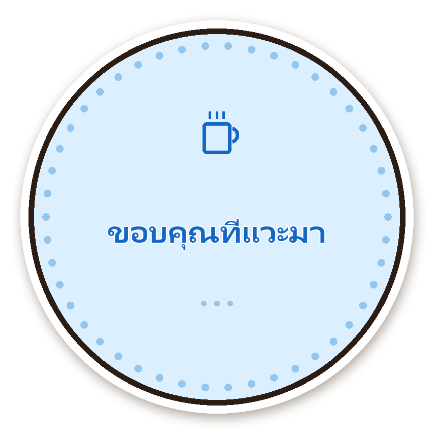 สติ๊กเกอร์ไดคัท สติ๊กเกอร์ขอบคุณ ขอบคุณที่แวะมา (sky) กันน้ำ ตัดตามลาย