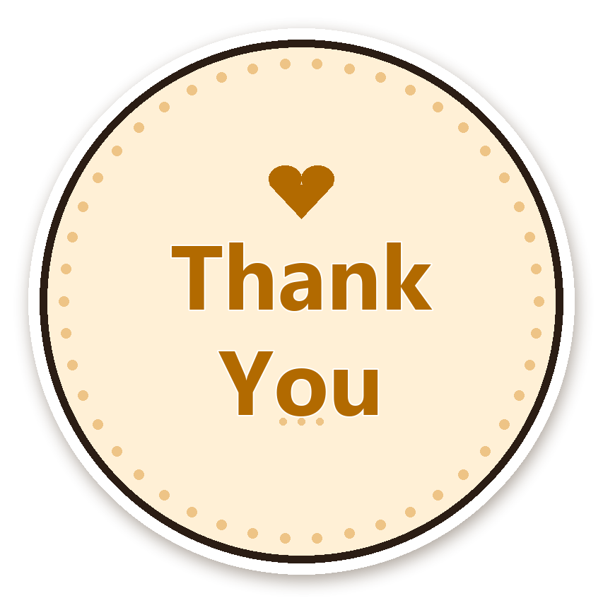 สติ๊กเกอร์ไดคัท สติ๊กเกอร์ขอบคุณ Thank You (cream) กันน้ำ ตัดตามลาย
