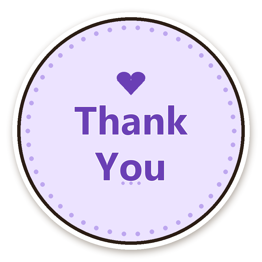 สติ๊กเกอร์ไดคัท สติ๊กเกอร์ขอบคุณ Thank You (lilac) กันน้ำ ตัดตามลาย