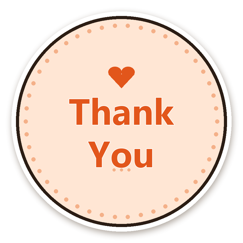 สติ๊กเกอร์ไดคัท สติ๊กเกอร์ขอบคุณ Thank You (peach) กันน้ำ ตัดตามลาย