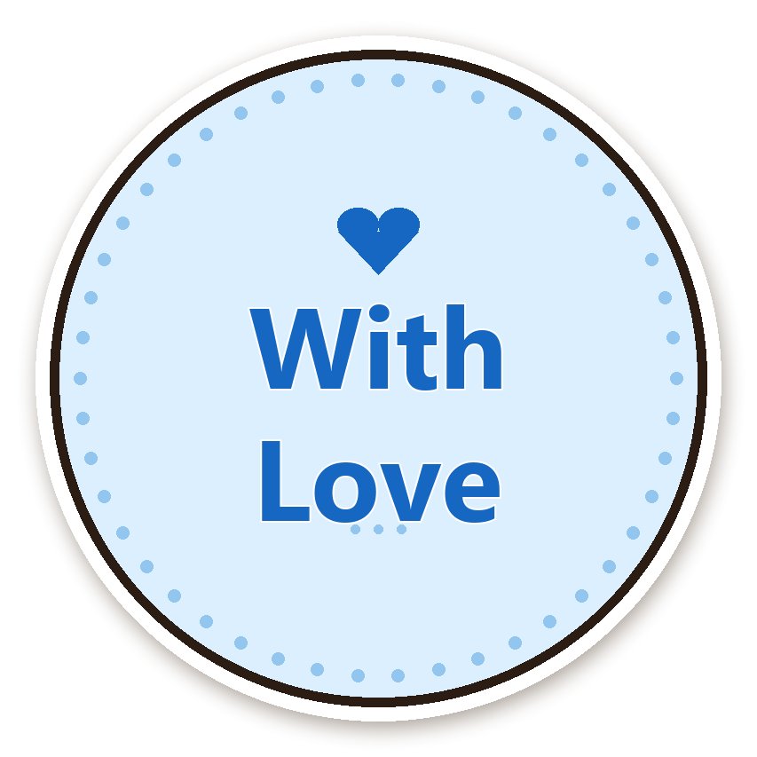 สติ๊กเกอร์ไดคัท สติ๊กเกอร์ขอบคุณ With Love (sky) กันน้ำ ตัดตามลาย
