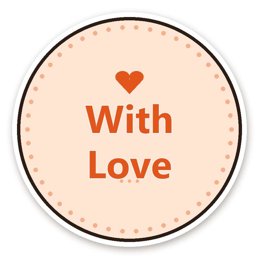 สติ๊กเกอร์ไดคัท สติ๊กเกอร์ขอบคุณ With Love (peach) กันน้ำ ตัดตามลาย