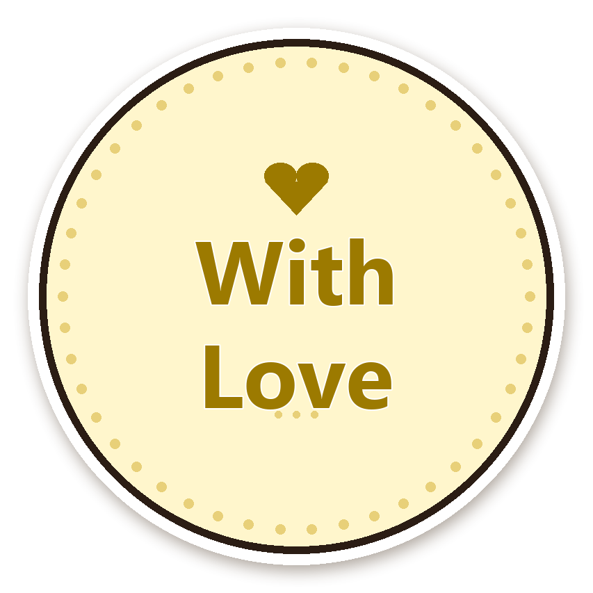 สติ๊กเกอร์ไดคัท สติ๊กเกอร์ขอบคุณ With Love (lemon) กันน้ำ ตัดตามลาย
