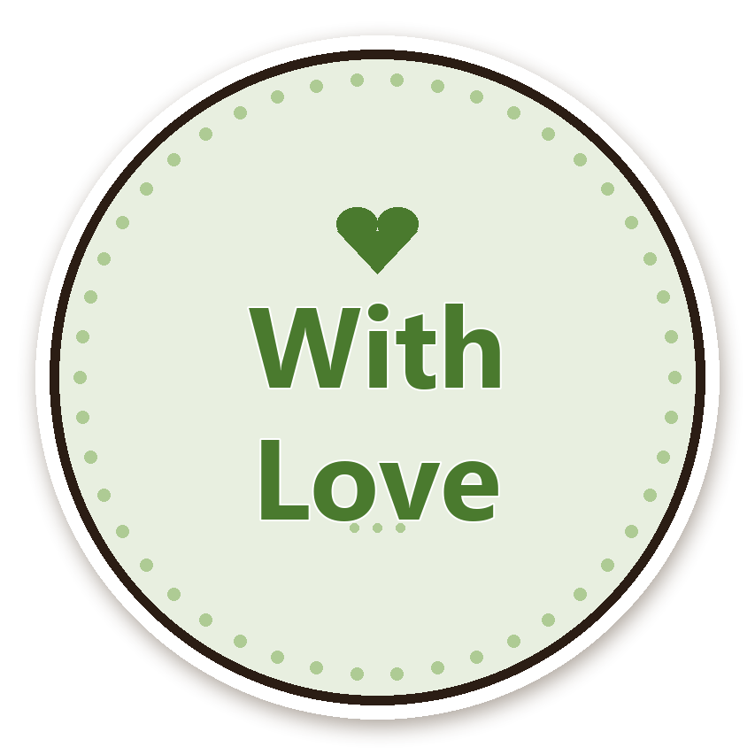 สติ๊กเกอร์ไดคัท สติ๊กเกอร์ขอบคุณ With Love (sage) กันน้ำ ตัดตามลาย