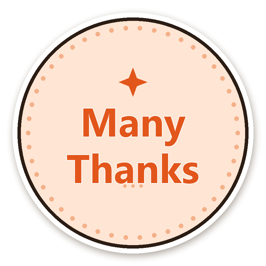 สติ๊กเกอร์ไดคัท สติ๊กเกอร์ขอบคุณ Many Thanks (peach) กันน้ำ ตัดตามลาย