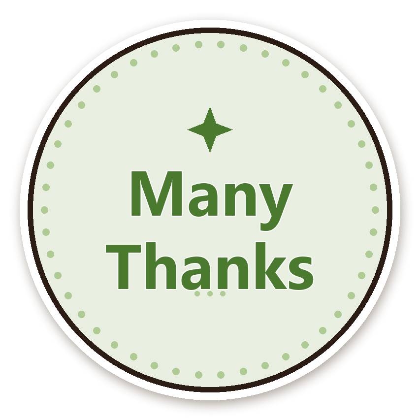 สติ๊กเกอร์ไดคัท สติ๊กเกอร์ขอบคุณ Many Thanks (sage) กันน้ำ ตัดตามลาย