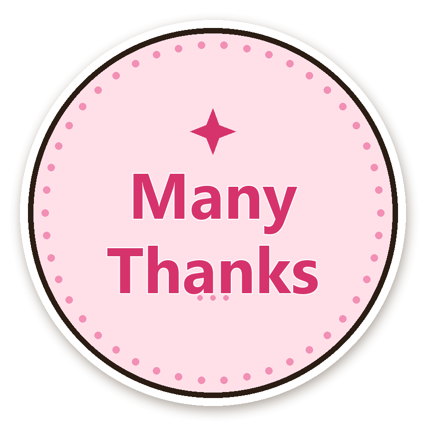สติ๊กเกอร์ไดคัท สติ๊กเกอร์ขอบคุณ Many Thanks (rose) กันน้ำ ตัดตามลาย